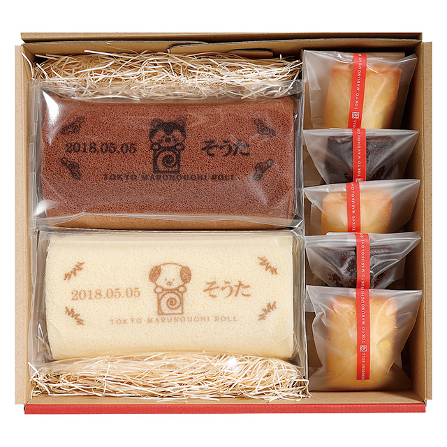 東京丸の内ロール 名入れロール2本&焼菓子セット プレーン&チョコ