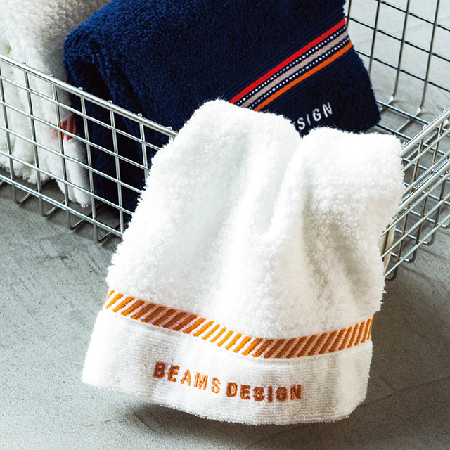 BEAMS DESIGN ラインドットタオル2枚セット ネイビー