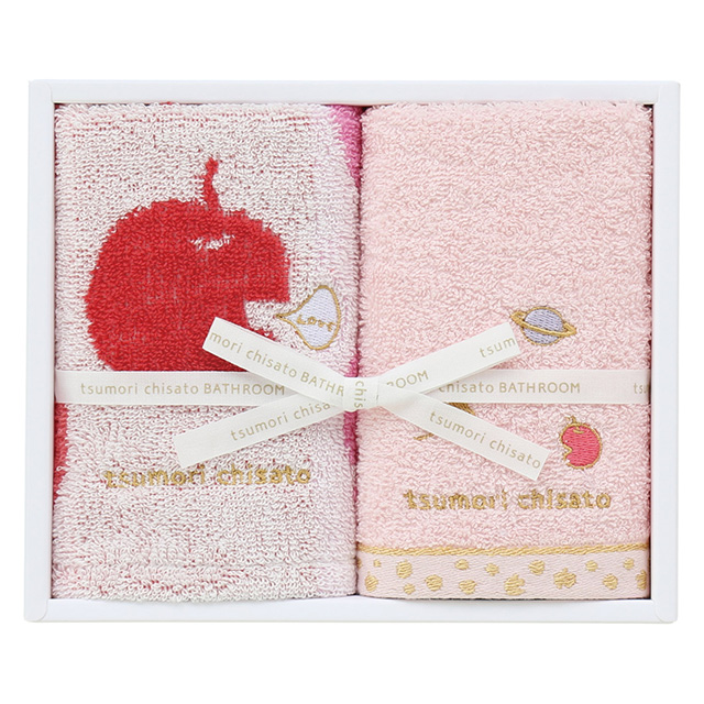 tsumori chisato BATHROOM ハッピーりんごまん ゲストタオル2枚セット レッド
