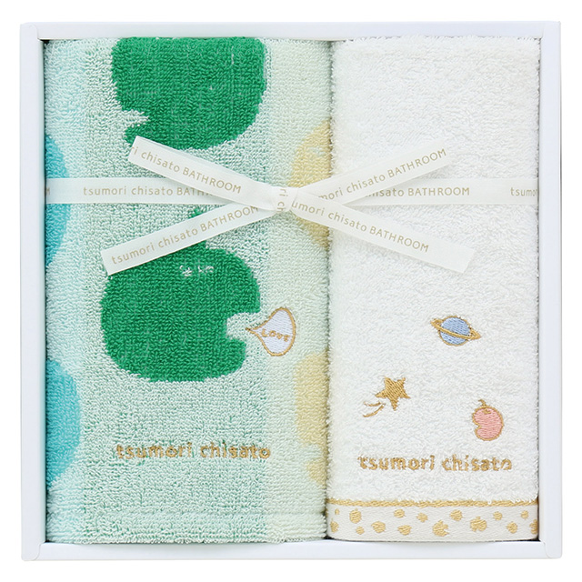 tsumori chisato BATHROOM ハッピーりんごまん タオル2枚セット グリーン