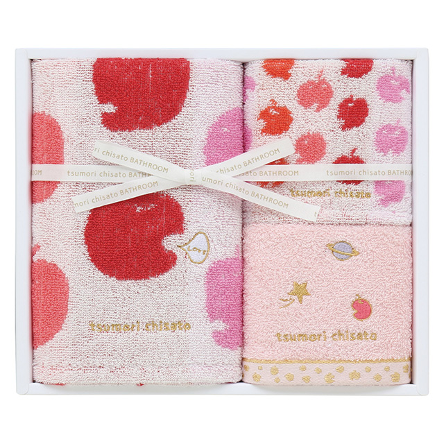 tsumori chisato BATHROOM ハッピーりんごまん タオル3枚セット レッド