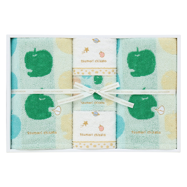 tsumori chisato BATHROOM ハッピーりんごまん タオル5枚セット グリーン