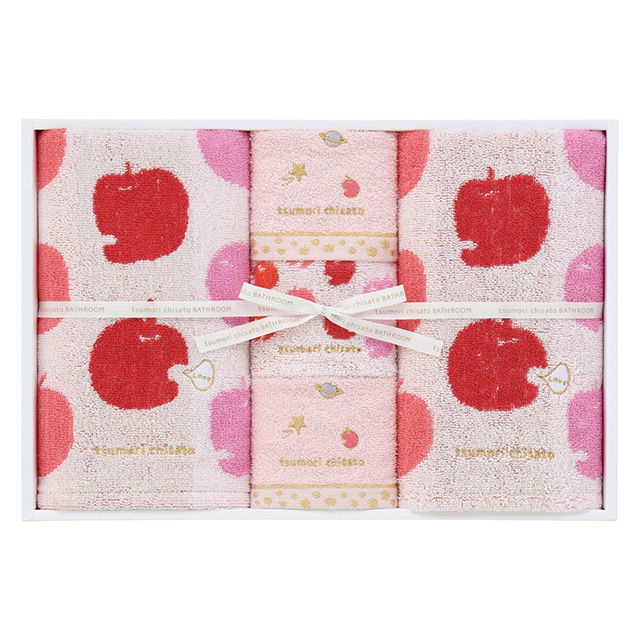 tsumori chisato BATHROOM ハッピーりんごまん タオル5枚セット レッド
