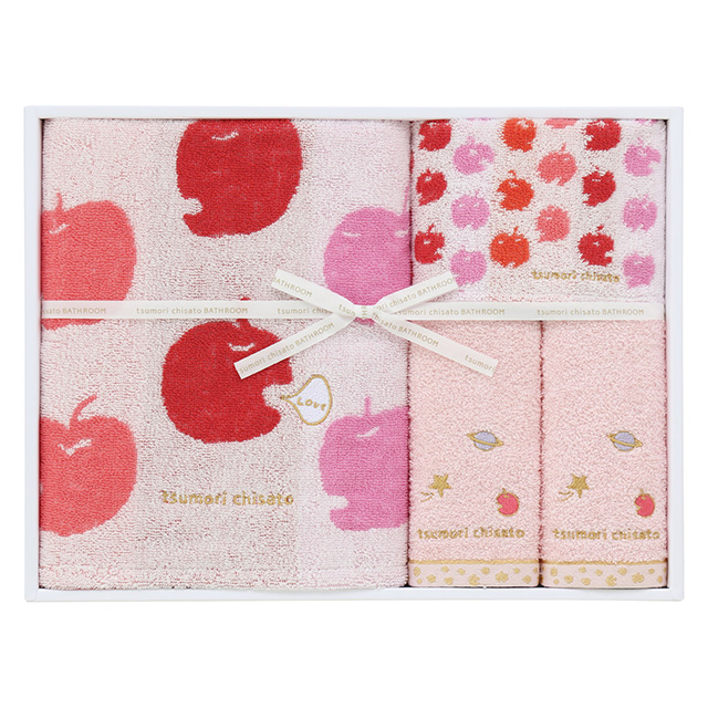 tsumori chisato BATHROOM ハッピーりんごまん タオル4枚セット レッド