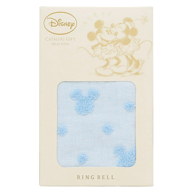 DISNEY ミッキー ドットガーゼタオルハンカチ ブルー
