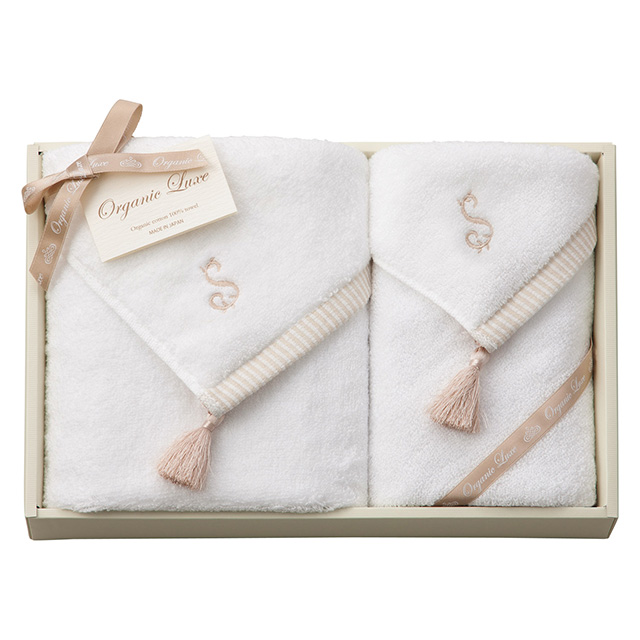 Organic Luxe アルファベット入りタオル2枚セット S【2018年秋冬号掲載】