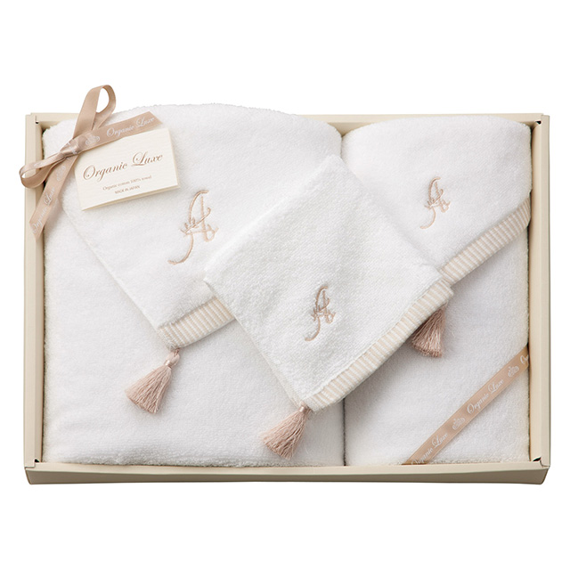 Organic Luxe アルファベット入りタオル3枚セット A【2018年秋冬号掲載】