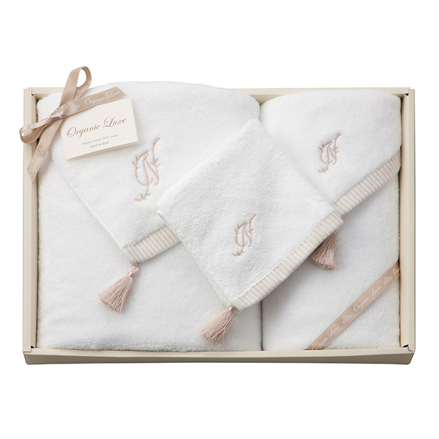 Organic Luxe アルファベット入りタオル3枚セット N【2018年秋冬号掲載】