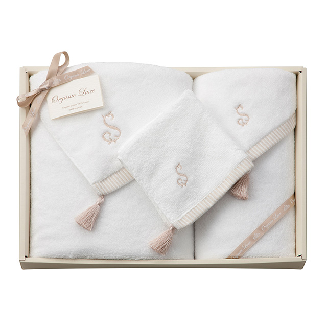 Organic Luxe アルファベット入りタオル3枚セット S【2018年秋冬号掲載】