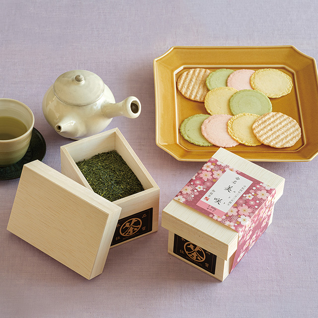 名入れ日本茶1箱(茶箱入)＆志ま秀 海老菓子詰合せ メイン画像