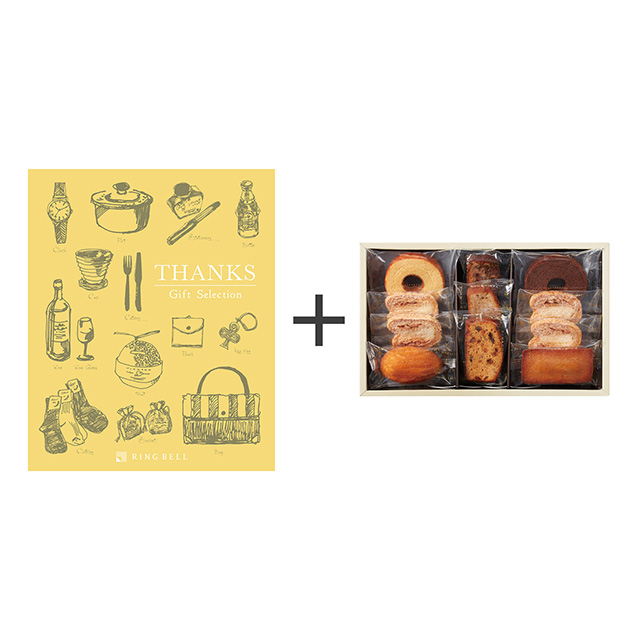 パティスリー キハチ 焼菓子詰合せ 8種11個入＋カタログ式ギフト サンクス ミモザイエロー メイン画像