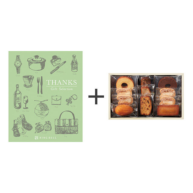 パティスリー キハチ 焼菓子詰合せ 8種11個入＋カタログ式ギフト サンクス オリーブグリーン メイン画像