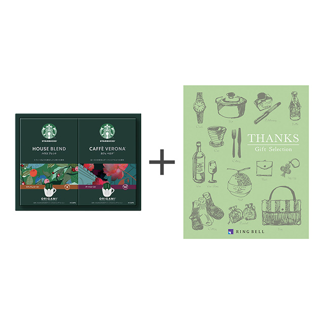 スターバックス オリガミパーソナルドリップコーヒーギフト2種2箱入＋カタログ式ギフト サンクス オリーブグリーン メイン画像