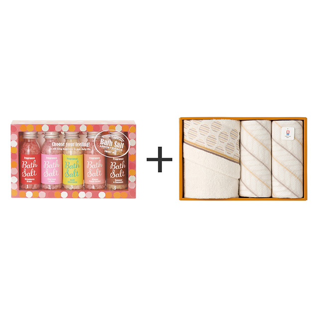 アマイワナ アマイワナ バスソルトアソートボックス ピンク+今治のタオル3枚セット