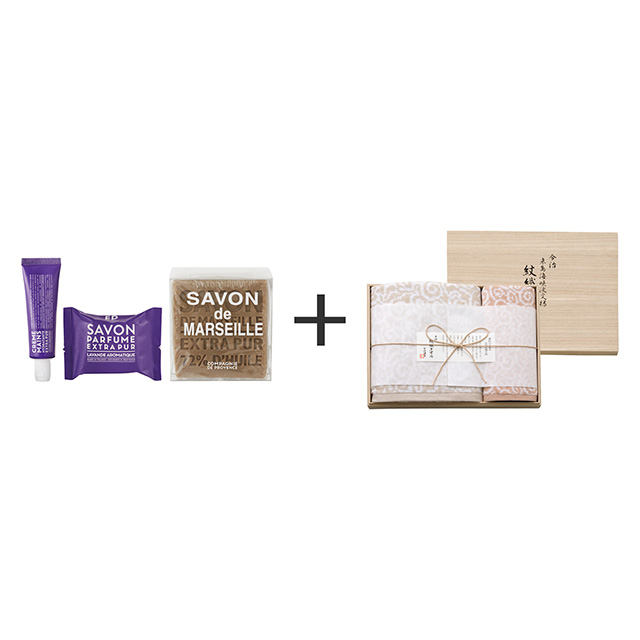 COMPAGNIE DE PROVENCE カンパニー ド プロバンス ボディケアセット ラベンダー+今治謹製 紋織タオル タオル2枚セット