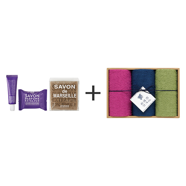 COMPAGNIE DE PROVENCE カンパニー ド プロバンス ボディケアセット ラベンダー+おぼろ日本の伝統色 浴用タオル3枚セット