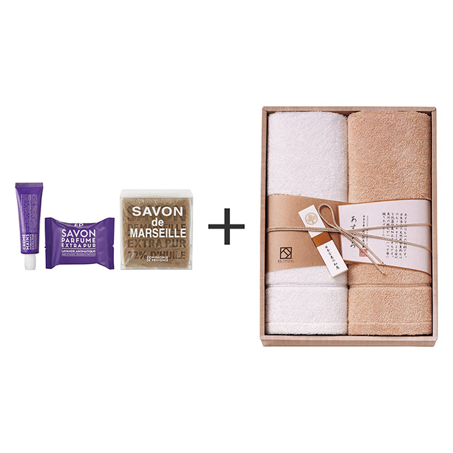 COMPAGNIE DE PROVENCE カンパニー ド プロバンス ボディケアセット ラベンダー+あすなろ フェイスタオル2枚セット