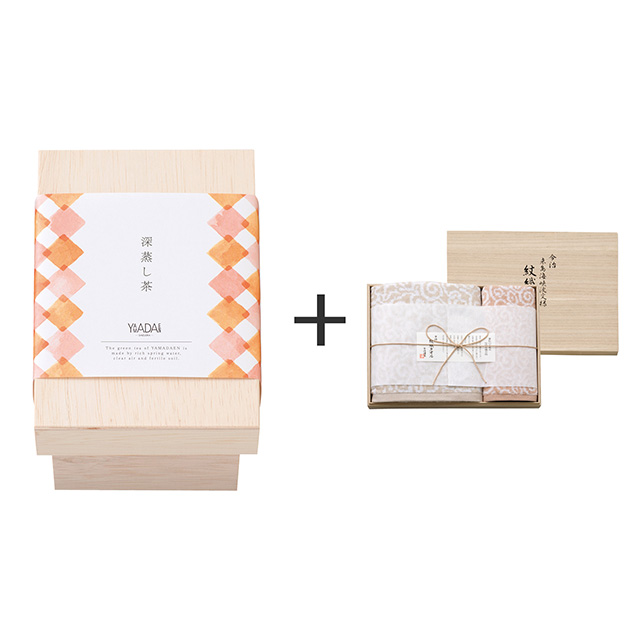 ヤマダエン.シズオカ ヤマダエン.シズオカ 深蒸し茶ティーバッグ(茶箱入)+今治謹製 紋織タオル タオル2枚セット