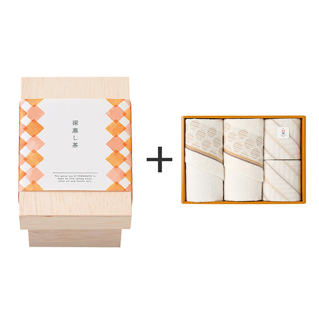 ヤマダエン.シズオカ ヤマダエン.シズオカ 深蒸し茶ティーバッグ茶箱入+今治のタオル4枚セット