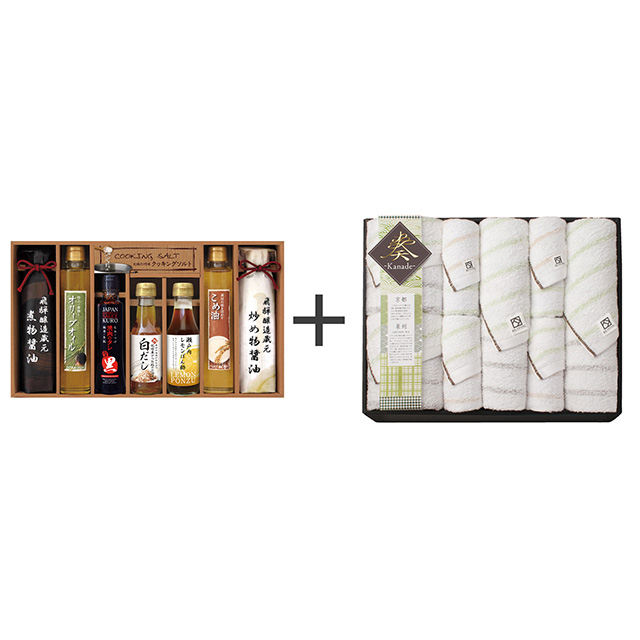 美食ファクトリー こだわり調味料8種ギフト+奏 タオル8枚セット メイン画像