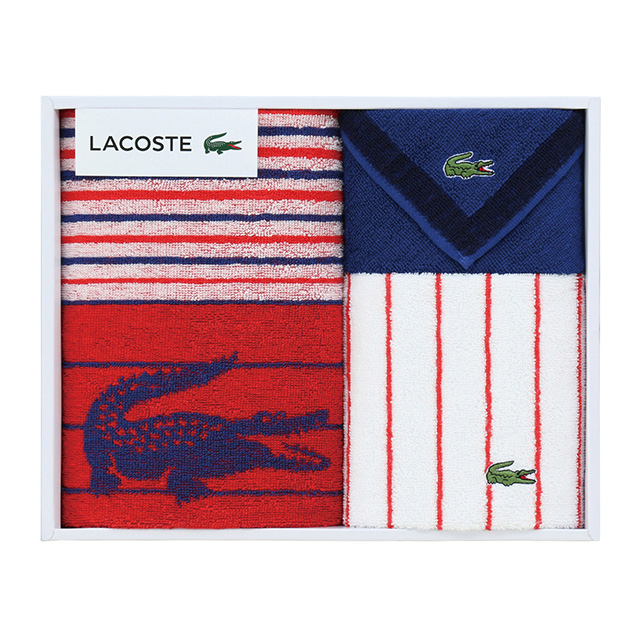 LACOSTE タオル3枚セット レッド