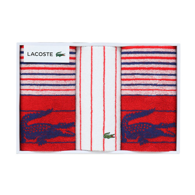 LACOSTE タオル3枚セット レッド