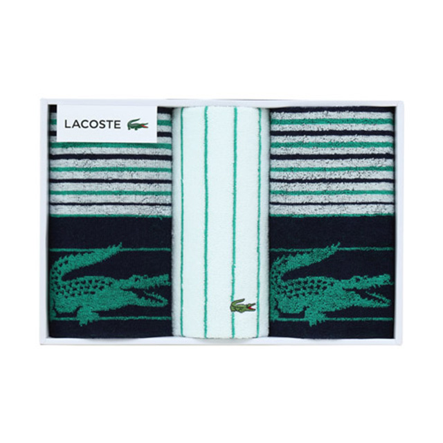 LACOSTE タオル3枚セット ダークブルー