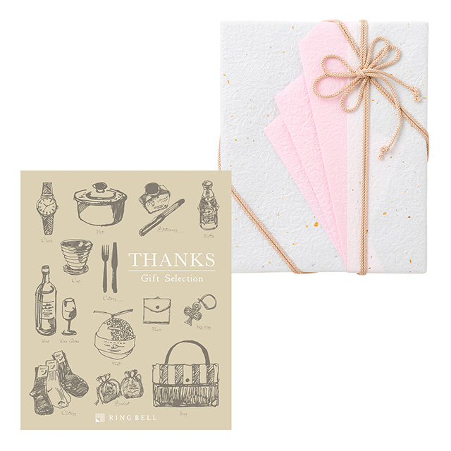 カタログ式ギフト サンクス Silk Bronze・シルクブロンズ＋有料ラッピング(ピンクの扇と飾紐) メイン画像