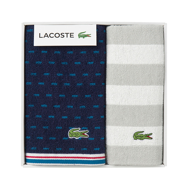 ラコステ[LACOSTE]のタオル2枚セット ダークブルー｜お祝い・ギフトの