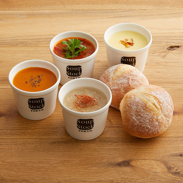 人気のスープとパンのセット メイン画像