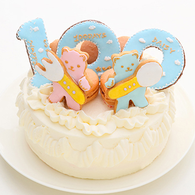 Daisy 100日祝い お食い初めケーキ6号18cm(ブルー) メイン画像