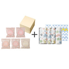和紙風花柄パック米詰合せ＋タオル5枚セット