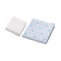 ディズニー[Disney] ミッキードットガーゼタオル2枚セット ブルー