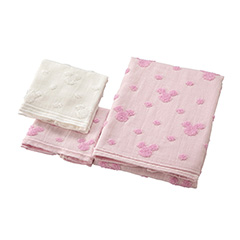 ディズニー[Disney] ミッキードットガーゼタオル3枚セット ピンク