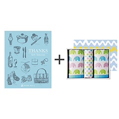 カタログ式ギフト サンクス ペールブルー＋ジャカード織タオル3枚セット